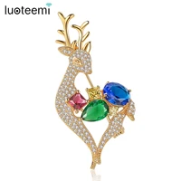 luoteemi fashion cute rainbow deer brooch for women wedding jewelry for bridal animal banquet brooches pins mujer christmas gift