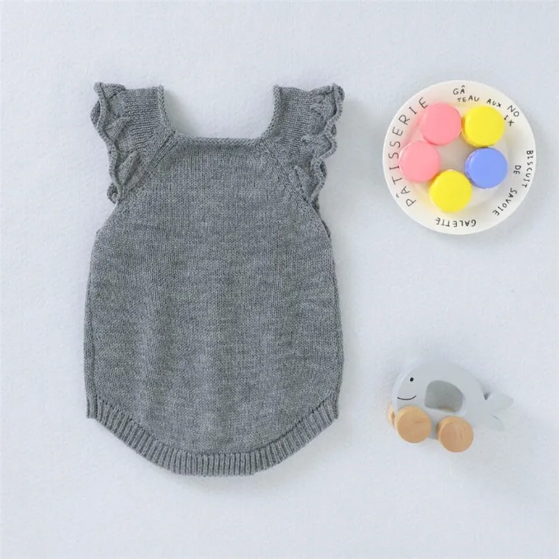 Вязаная одежда для малышей Осенний комбинезон новорожденных Комбинезон с