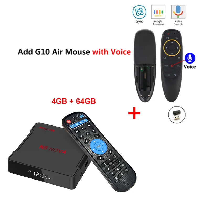 Magicsee N5 NOVA 4 Гб 64 Гб RK3318 четырехъядерный Android 9,0 Tv Box 2,4G 5G Wifi BT4.0 смарт-приставка 4K H.264 N5 MAX медиаплеер - Цвет: 4GB64GB add g10s