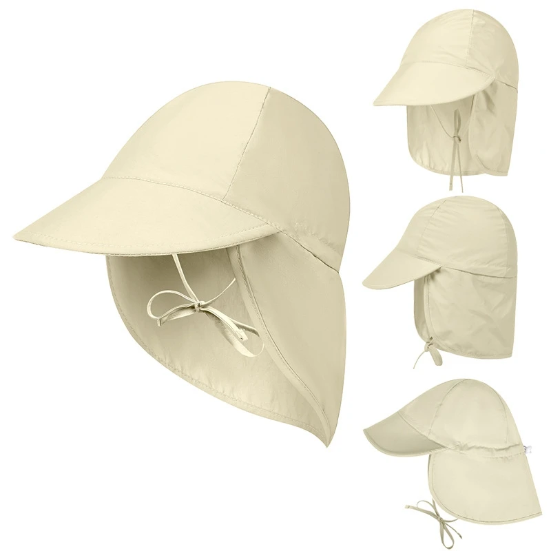 

Outdoor Flap Cap Children Lightweight Foldable Sunshade Neck Cover Sun Hat Adjustable Sportswear Accessories With Chin Strap