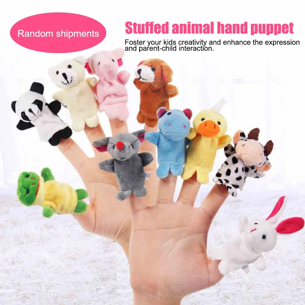 

1PC/6PC Funny Baby Plush Toy Animal Finger Puppets Double Layer with Feet Storytelling Props Doll Hand Kids Children Gift Unisex