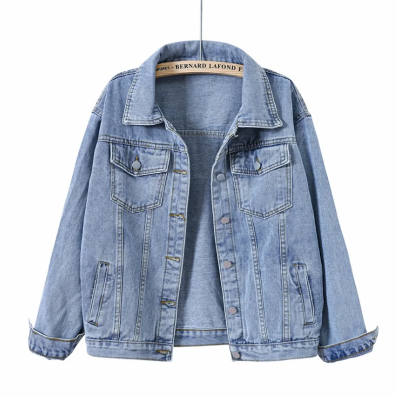 

Denim Woman Jacket Winter 2021 Oversize Jean Jacket Long Sleeve Turn-down Collar Female Outerwear Fall Loose Korean Fashion