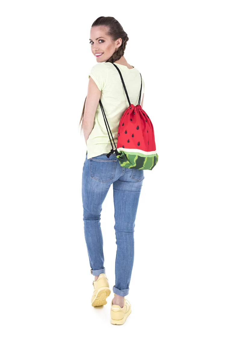 

Women Backpack 3D watermelon printing travel softback women mochila drawstring bag mens backpacks bags Bundle pocket rop Fruits