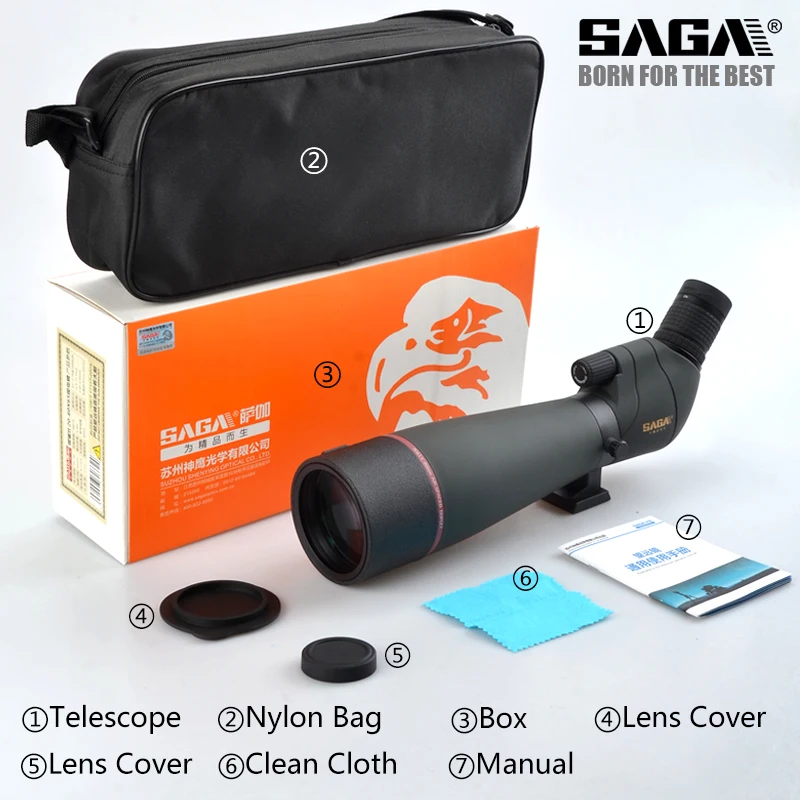 saga monocular spotting scope hunting birdwatching telescope telescopio mobile phone para celular camping equip ipx7 bak4 free global shipping
