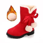 Для подростков, детей сапоги с высоким голенищем из плюша; Теплые зимние сапоги для девочек, меховые теплые боты вечерние платье принцессы обувь из материала на основе хлопка для детей возрастом 4, 5, 6, 8, 9, 10, 14 лет