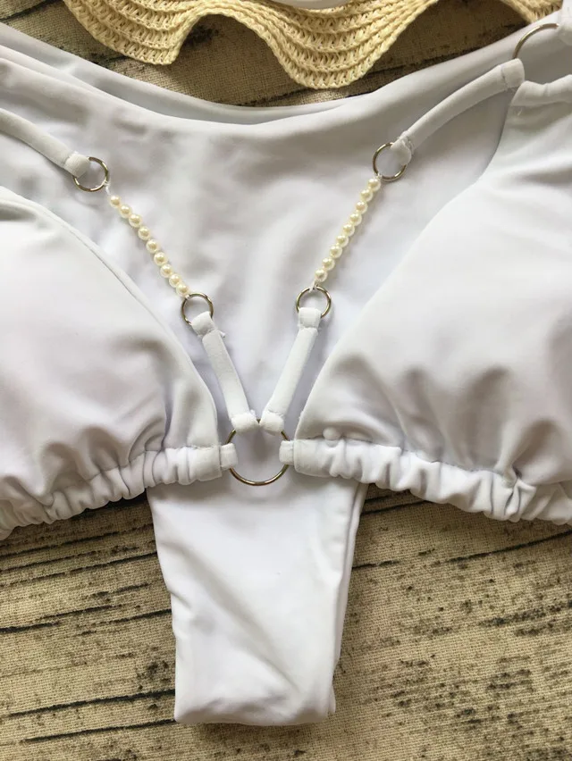 2017 Новый жемчужный однотонный сексуальный комплект бикини бразильский