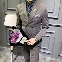 classic mens suits peaked lapel formal blazer slim fit business wedding groom banquet tuxedo 3 piece jacket vest pants sets