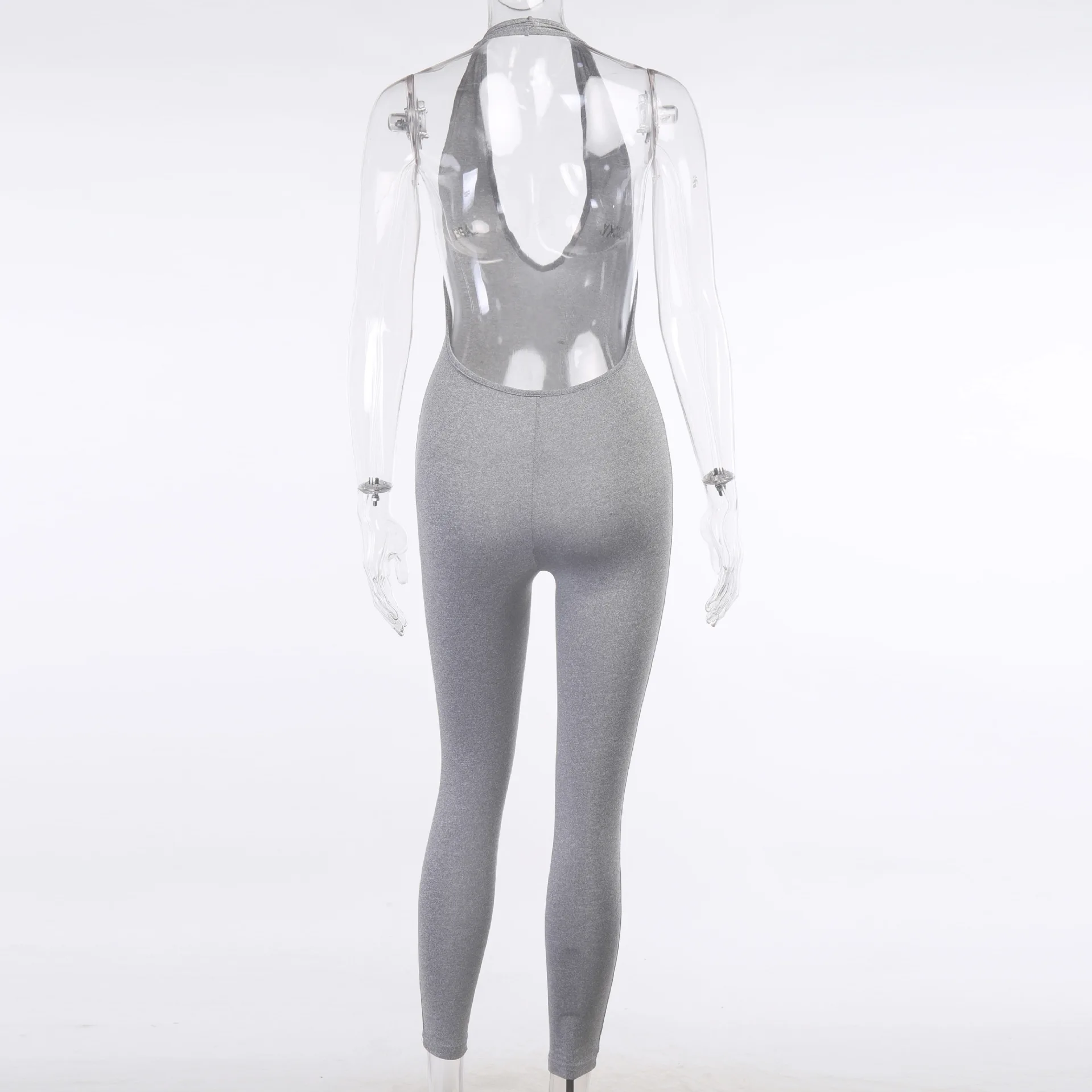 

Casual Halter Women Jumpsuit Letter Print Sportwear Fitness Sleeveless Solid Long rompers jumpsuit overalls for women