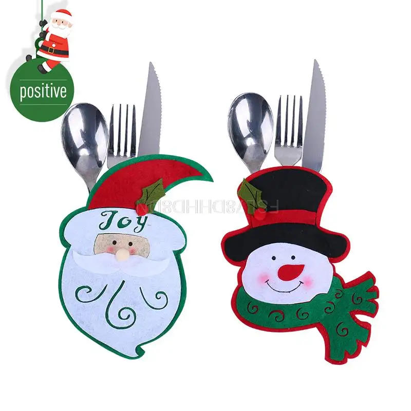 

6Pcs Christmas Holder Pockets Dinner Table Tableware Decor Cutlery Bags