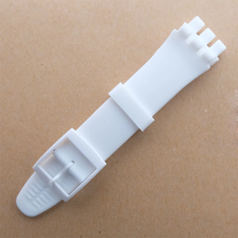 white Наручные часы ремешок для Swatch 16 мм 17 мм 19 мм 20 мм резиновый силиконовый ремешок для часов аксессуары - Цвет ремешка: white