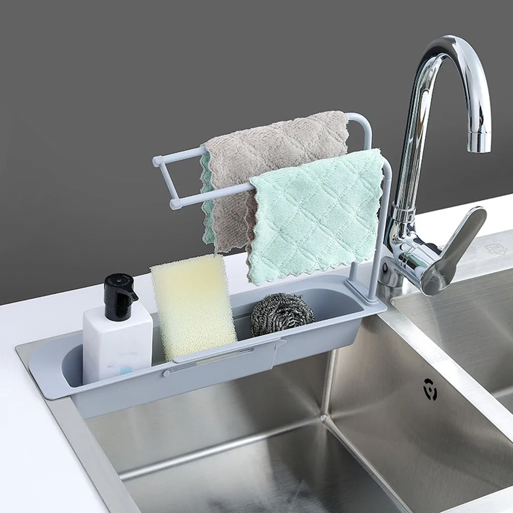 

New Household Faucet Clip Drain Rack Kitchen Sink Rag Bath Holder Soap Multifunctional Faucet Stand Storage Box Holder