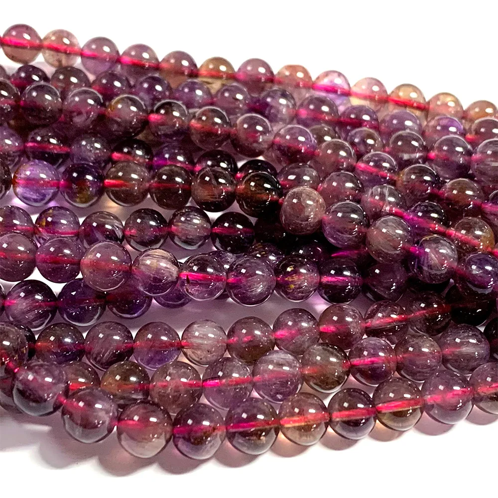 

Veemake Natural Genuine Auralite Super 23 Crystal Round Loose Gemstone Beads For Jewelry Making DIY Necklaces Bracelets 07047
