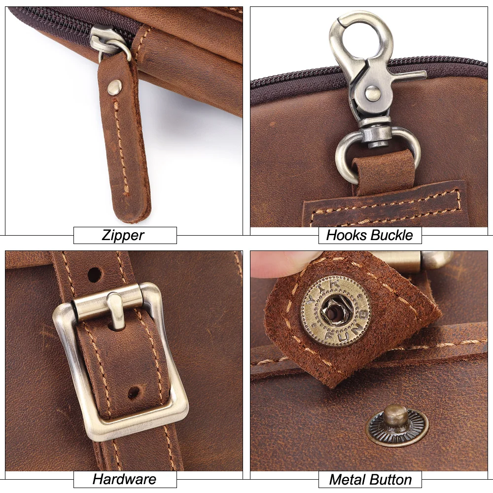MISFITS genuine leather waist packs men vintage travel fanny pack with passport holder belt phone bag for Man small hook bum | Багаж и