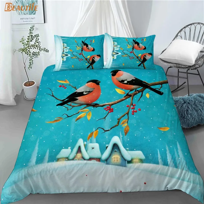Juego de fundas de edred&oacute;n personalizadas para el hogar, Set de ropa de cama de 3 piezas con dise&ntilde;o de p&aacute;jaro, a la moda, Textiles para el hogar, 1009-2