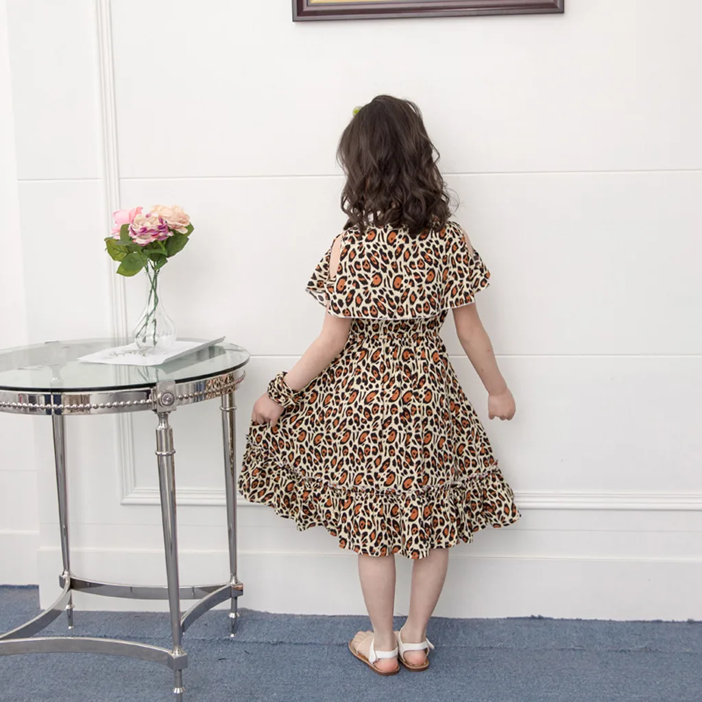 

Summer Dress Toddler Kids Baby Girl Floral Leopard Print Beach Dress Princess Outfits Clothes