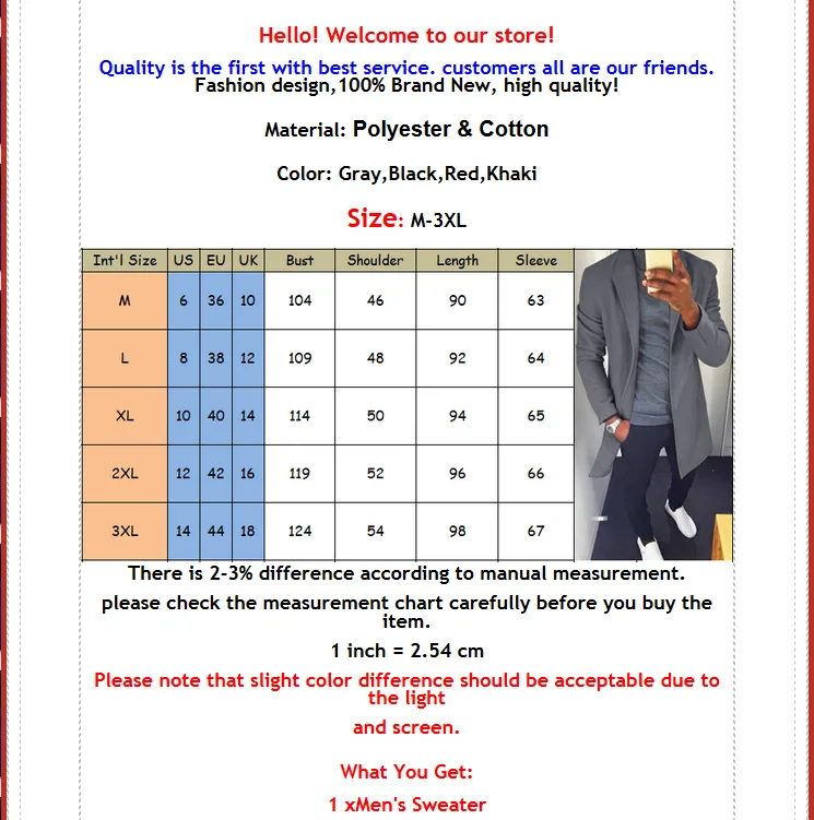 

2020 Autumn Winter Men Casual Coat Thicken Woolen Trench Classic Overcoat Medium Long Jackets Trench Coat Business Male Solid