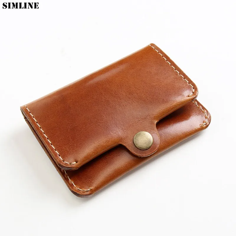 Мужской держатель для кредитных карт из 100% натуральной кожи винтажный короткий