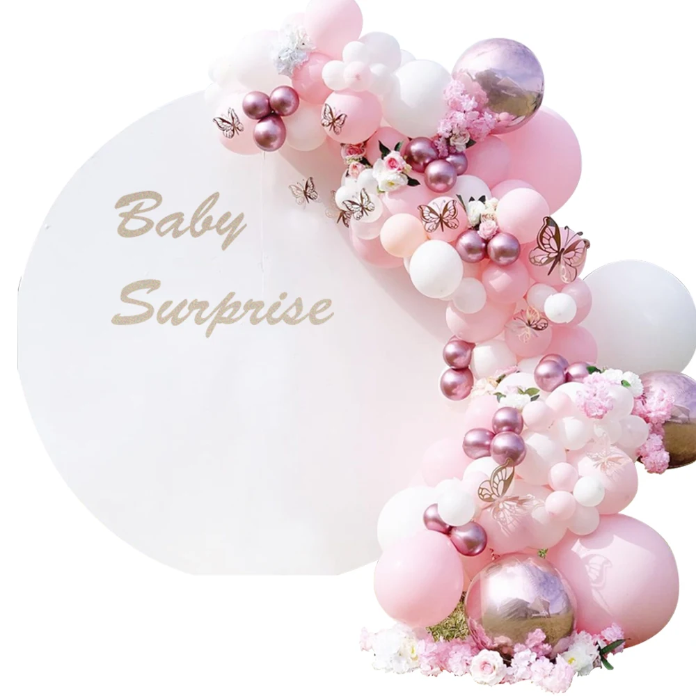 Juego de arco de globos de 100 piezas, guirnalda de globos de confeti rosa y blanco, decoraci&oacute;n de globos para fiesta de cumplea&ntilde;os, Baby bautismo y boda-4