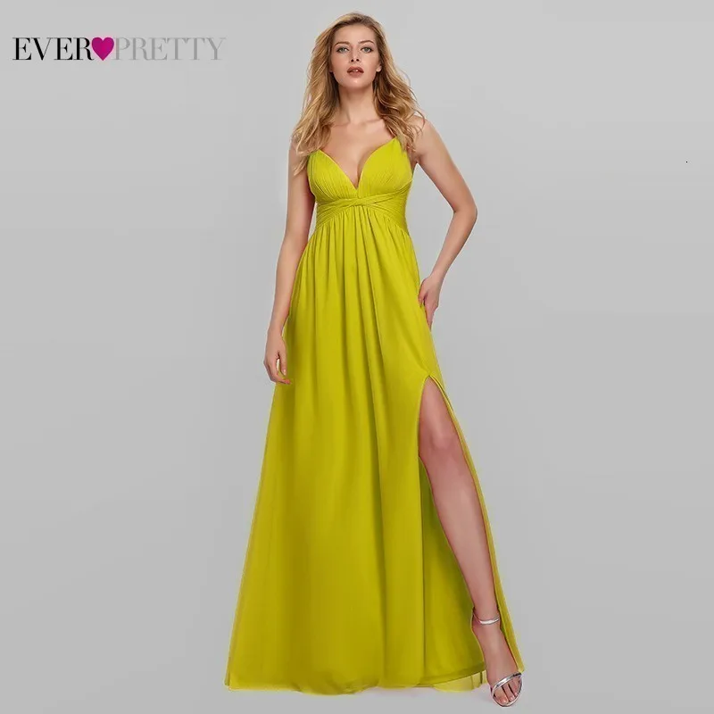 Ярко-розовые платья подружки невесты Ever Pretty A-Line с v-образным вырезом без рукавов Длинные платья для свадебной вечеринки для женщин Vestido Madrinha