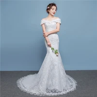 sequins embroidery new wedding dress fashion boat neck short sleeves mermaid floor length plus size wedding gowns for women g179