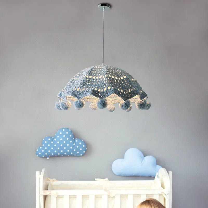 

Nordic GreyPink Blue Metal Tassel Pendant Light Hand Woven Chandelier Home Lamp Lighting Fixture LED Suspension Lamps PA0601