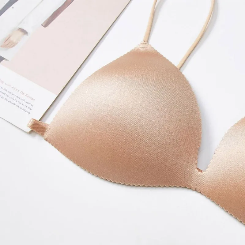 

Bra Triangle Cup Gather Thin Strap Bras Comfortable Simple No Rim Lingerie All-Match Underwear New