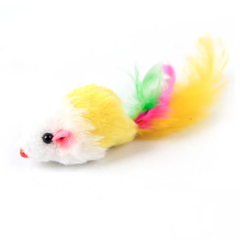 10 шт./лот красочная игрушка для кошек мини забавная крыса искусственные перья