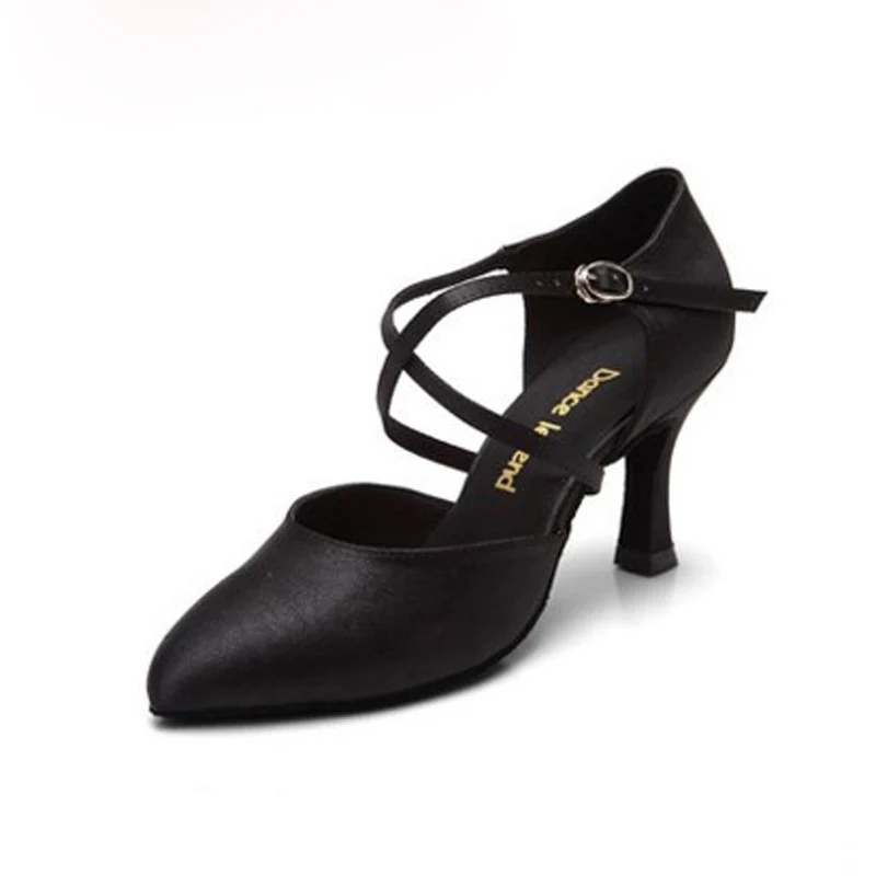 Ladies Girls Ballroom Shoe Shine Satin Women's Dancesport High Heeled Closed Toe Latin Salsa Social Dance Shoes | Спорт и