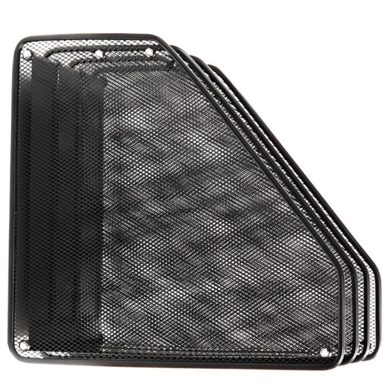 

3 Column Metal Mesh Document Rack File Holder Letter Magazine Newspaper Tray for Home Office Desk Organizer Supplies