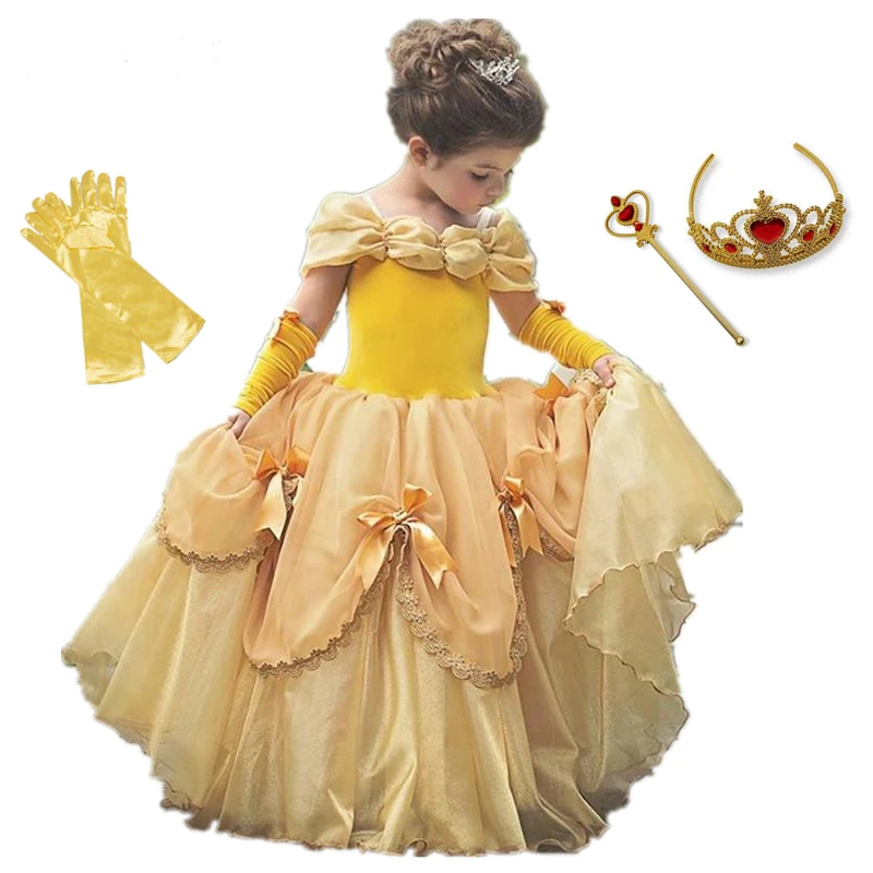 

Princess Dress For Girls Children Birthday Party Cosplay Belle Costume Summer Girls Dress Carnival Costumes Fantasia Vestidos