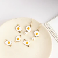 10pcs alloy drop oil poached egg connector enamel charms omelette metal pendant diy jewelry accessory earrings finding fx123