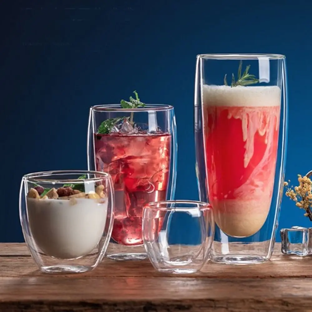 Высокоборосиликатный стакан с двойными стенками набор термостойких чашек для