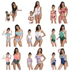 Купальник для мамы и дочки, 2 шт., летнее бикини, одинаковые наряды для семьи, 2019