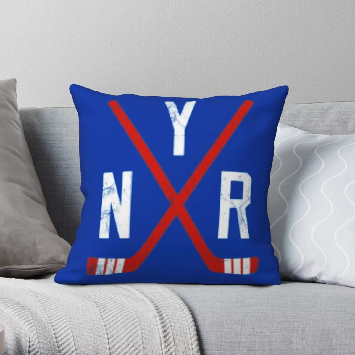 

New York Rangers Blue Pillowcase Polyester Linen Velvet Pattern Zip Decor Home Cushion Case