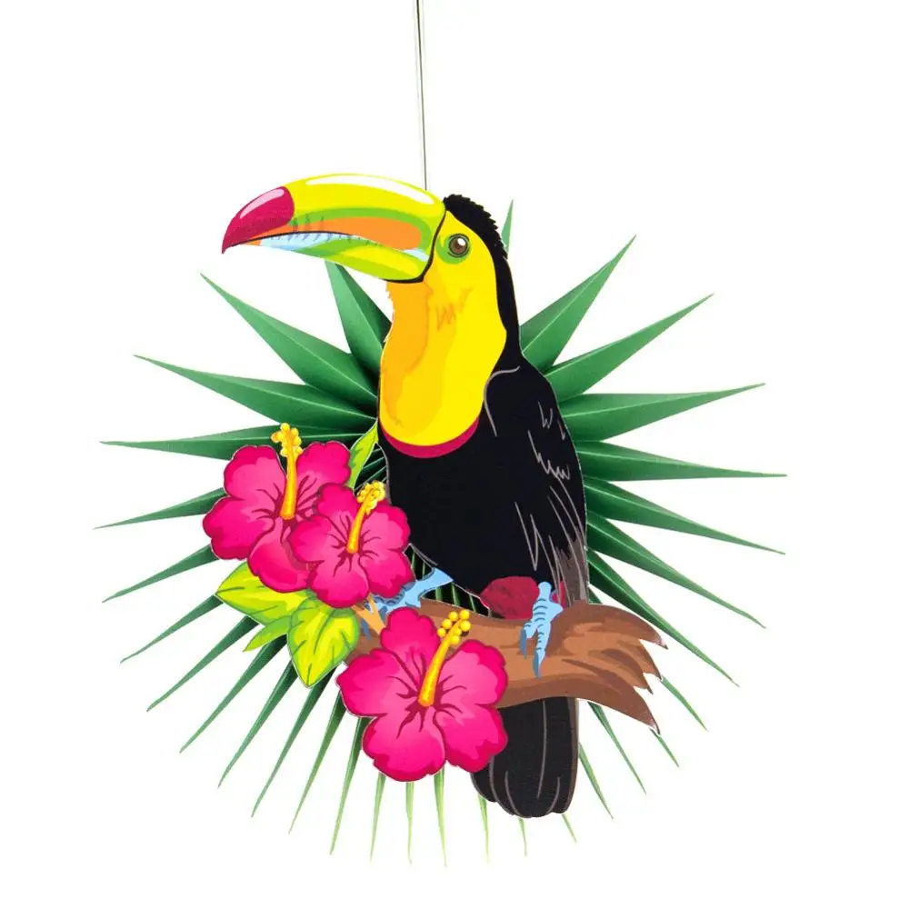 Праздвечерние чные украшения 3 шт. тропический Тукан подвесные бумажные вееры