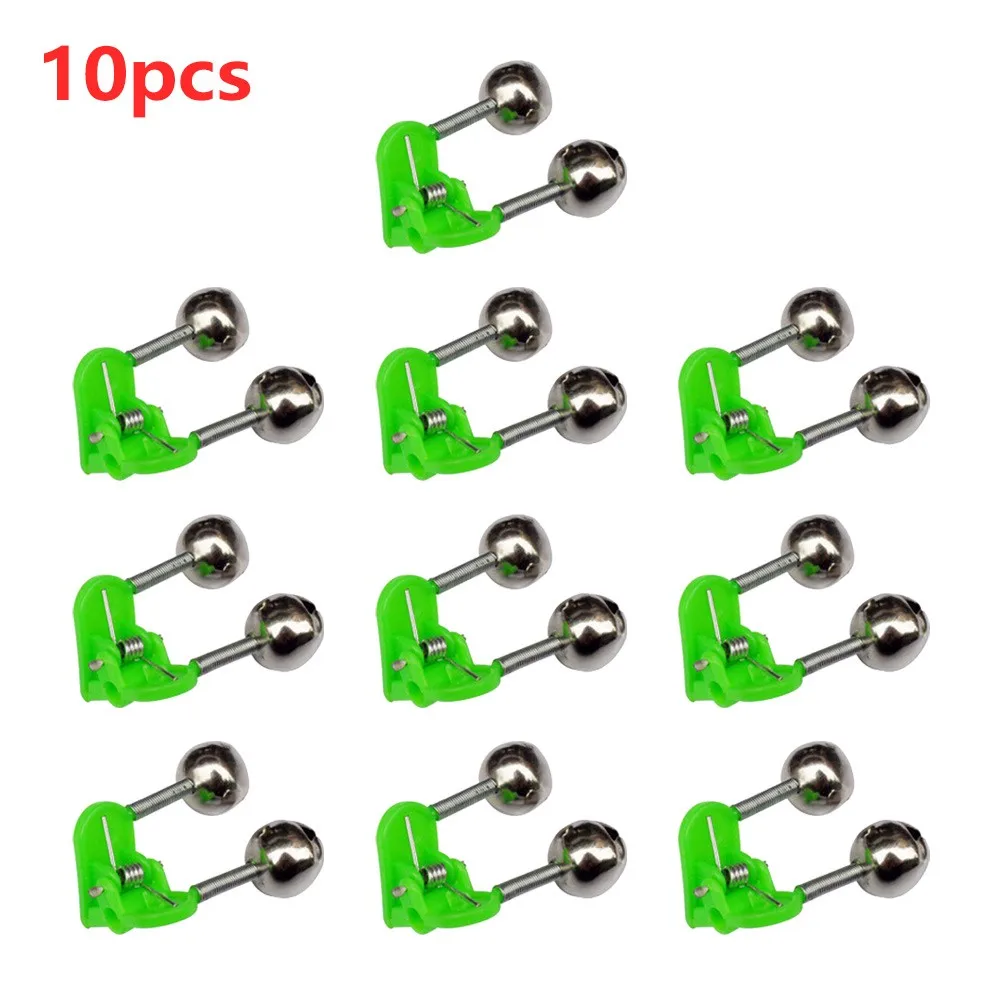 

10pcs/lot ABS Metaal Fishing Bite Alarms Sea Fishing Throwing Pole Bell Rod Clamp Tip Clip Bells Terminal Tackle Accessories