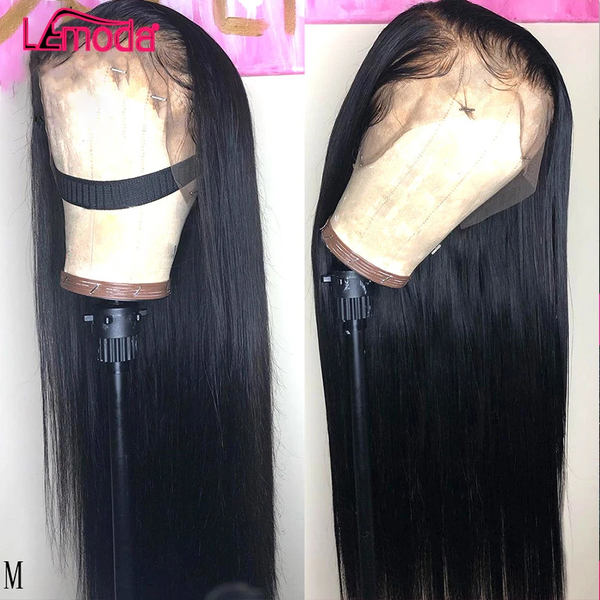 13x6 Lace Front Wig Hd Transparent Brazilian Frontal Pre Plucked Lemoda Remy Straight Human Hair Wigs For Women | Шиньоны и парики