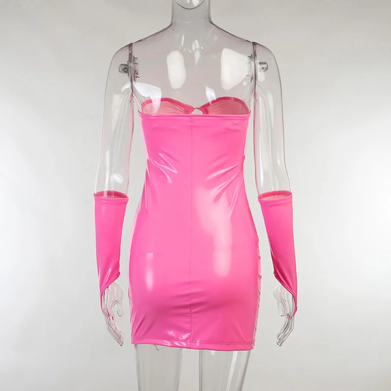 Женское вечернее облегающее платье из ПУ кожи без бретелек|Женские платья| |