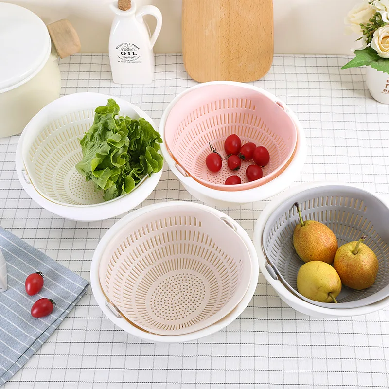 

Portable and detachable double hollow fruit and vegetable washing basket