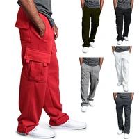 mens new multi pocket work clothes pants european and american high street fashion brand retro leisure leggings