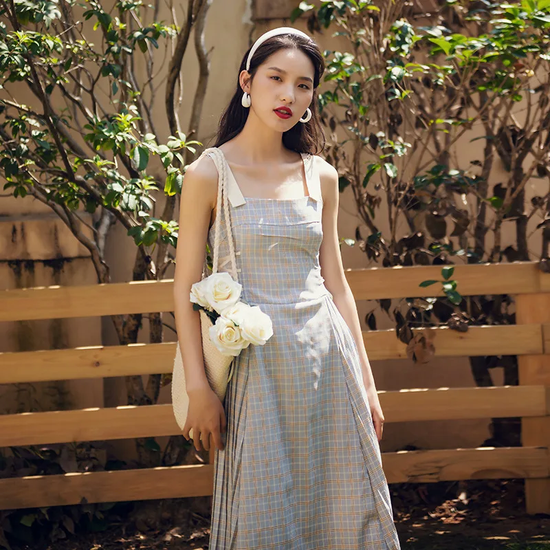 Женское платье в клетку свободное милое платье-миди с принтом для дня рождения на