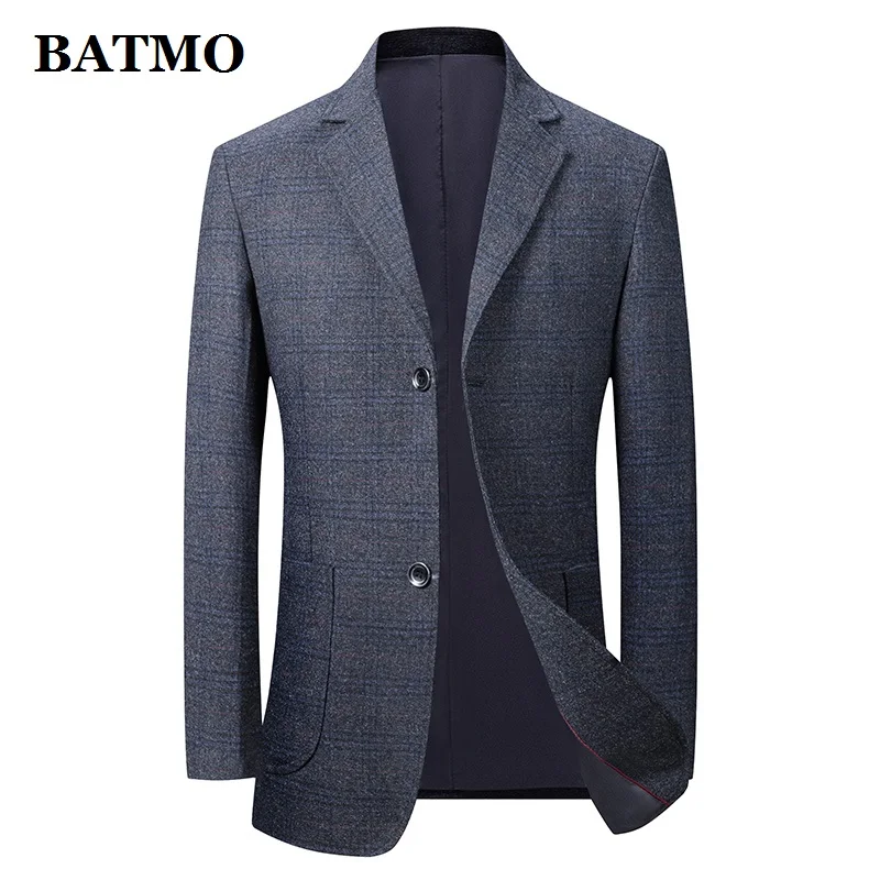 BATMO 2020 Новое поступление весенний клетчатый Повседневный Серый блейзер для