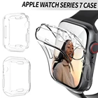 Мягкий силиконовый бампер для Apple Watch серии 7, 41 мм, 45 мм, модный прозрачный защитный чехол из ТПУ