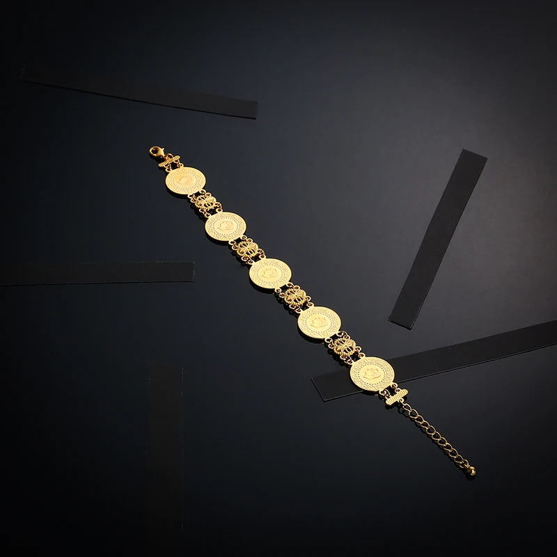 Монета браслет золото Исламская мусульманском арабском монеты Для женщин мужчин