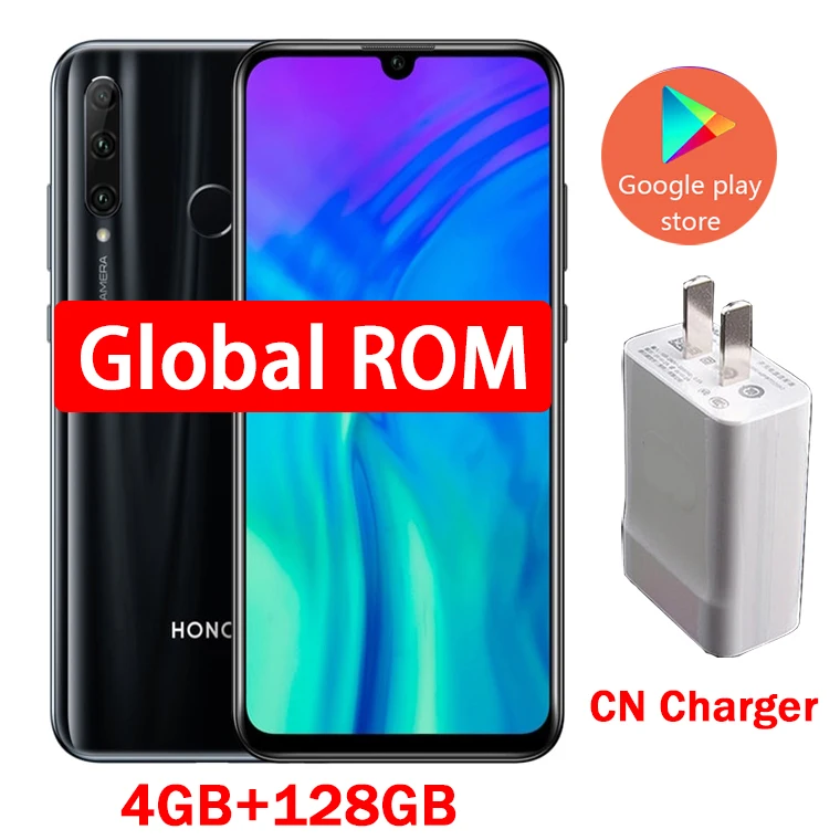 honor 20i, honor 20, i, смартфон, Android 9,0, четыре ядра, 6,5 дюймов, полный экран, двойная камера, 3 слота, сотовый телефон - Цвет: 4 128Black