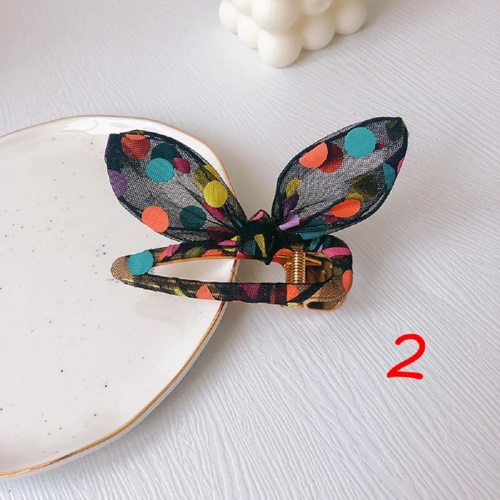 Заколки для волос с цветным бантом в горошек милые белые и черные кружевные