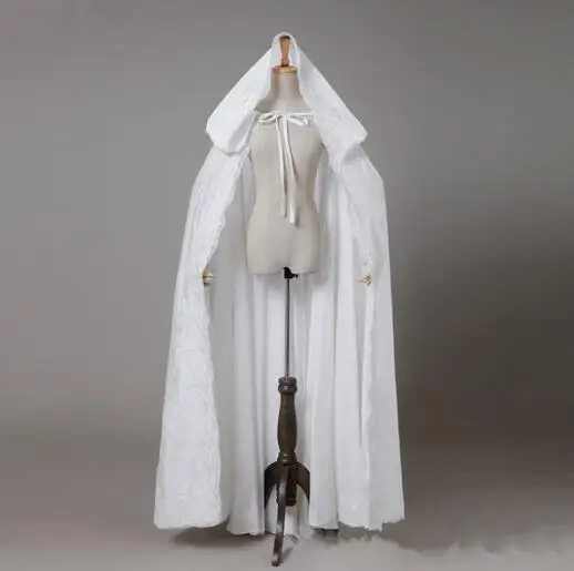 Свадебная атласная накидка с капюшоном кружевная цвета белой слоновой кости