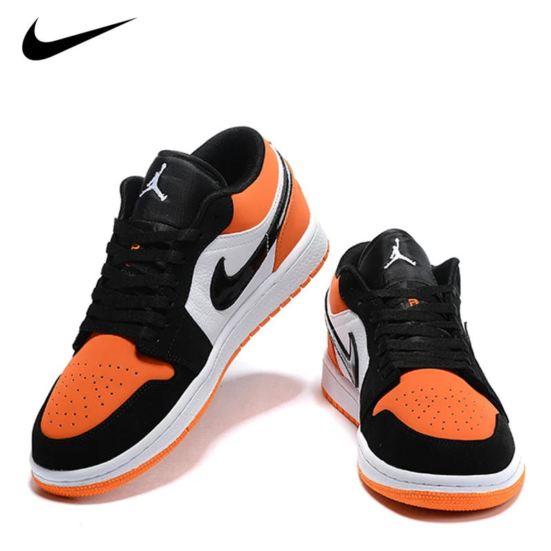 

Nike - Air Jordan 1 Mens and Womens Sports Shoes Black and Red Breathable Low Top Sneakers New Glue