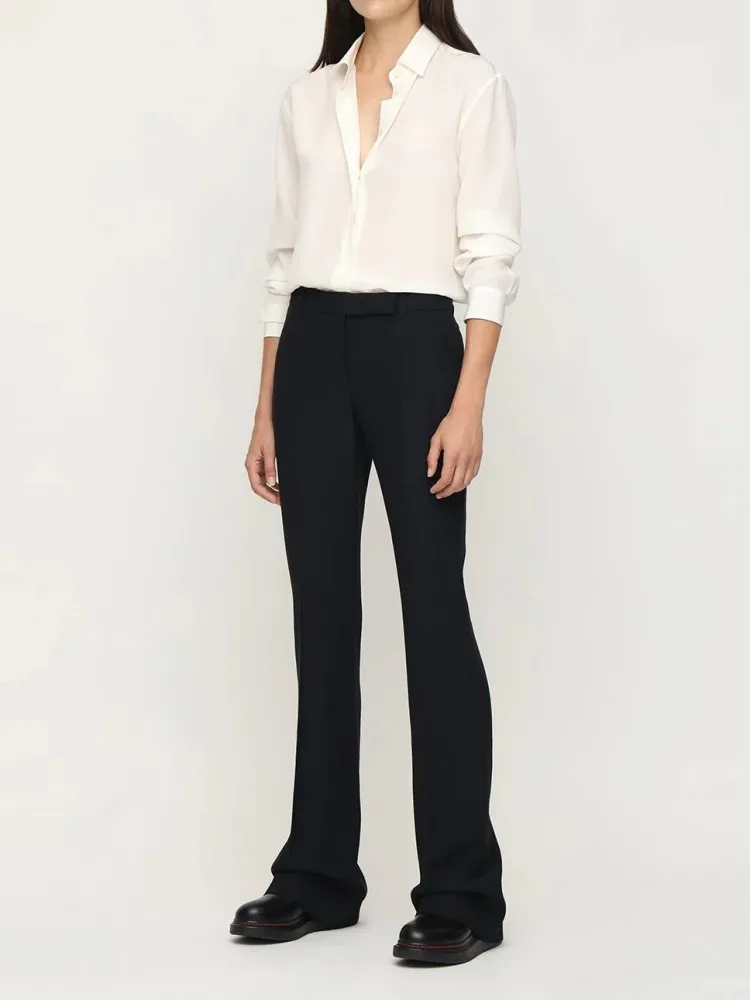 

Элегантные OL Queen расклешенные брюки весна лето осень женские брюки 2021 универсальные черные длинные брюки