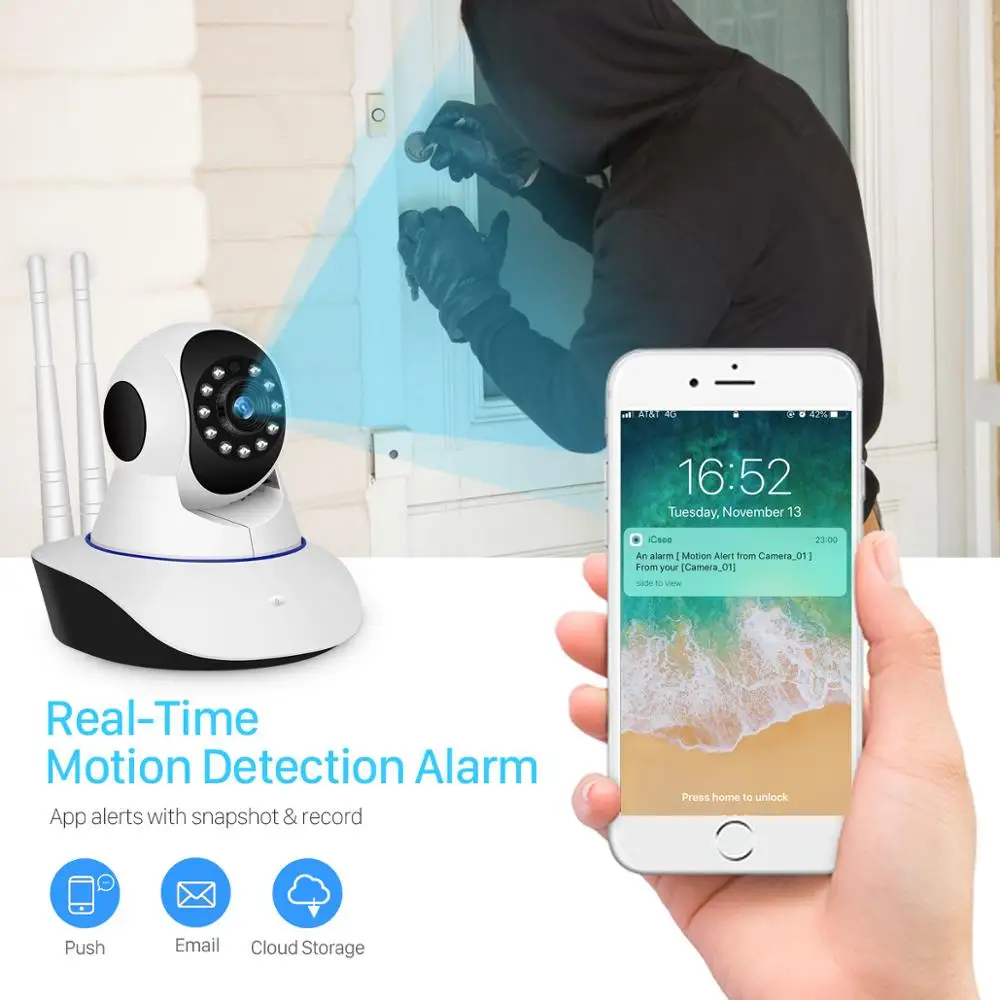 HD 1080 P Wi Fi Беспроводной домашней безопасности IP камера сети видеонаблюдения 15 м ик